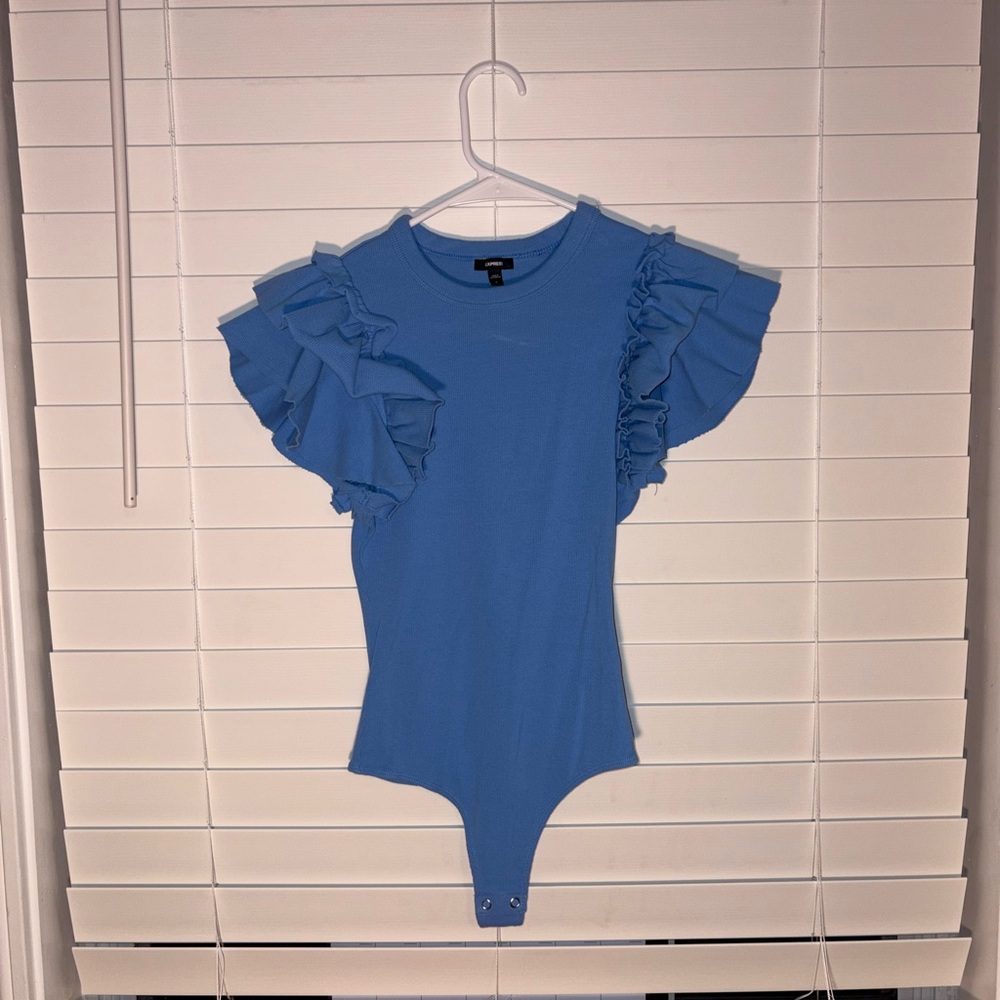 Express Blue Ruffled Bodysuit